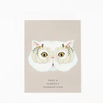 Dear Hancock - DH DHGCTH0008 - Have a Purrfect Thanksgiving White Cat Card