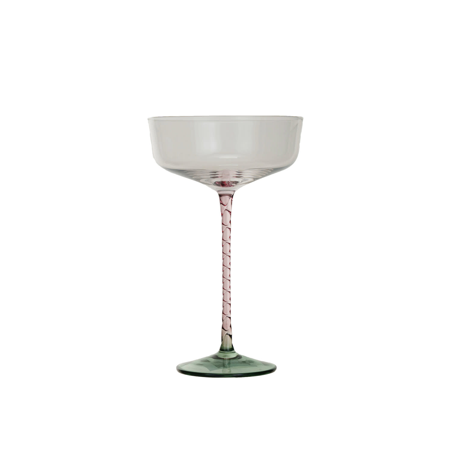 Creative Co-Op - CCO CCO HG - Stemmed Champagne Coup Glass Pink Stem & Green Base (10 oz)