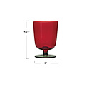 Creative Co-Op - CCO CCO HG - Stemmed Fluted Glass Red with Green Base (8 oz)