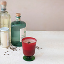 Creative Co-Op - CCO CCO HG - Stemmed Fluted Glass Red with Green Base (8 oz)