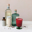 Creative Co-Op - CCO CCO HG - Stemmed Fluted Glass Red with Green Base (8 oz)