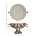 Creative Co-Op - CCO Hand-Painted Striped Footed Bowl with Handles