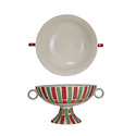 Creative Co-Op - CCO Hand-Painted Striped Footed Bowl with Handles