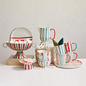 Creative Co-Op - CCO Hand-Painted Striped Pedestal