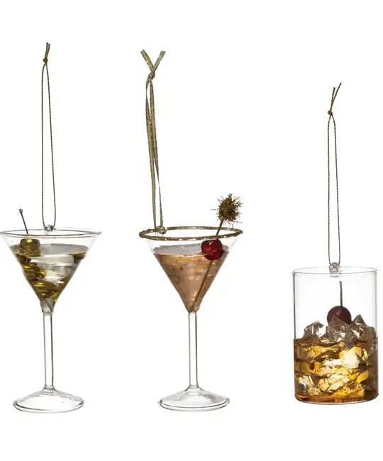 Creative Co-Op - CCO CCO OR - Cocktail Glass Ornament (Assorted Styles)