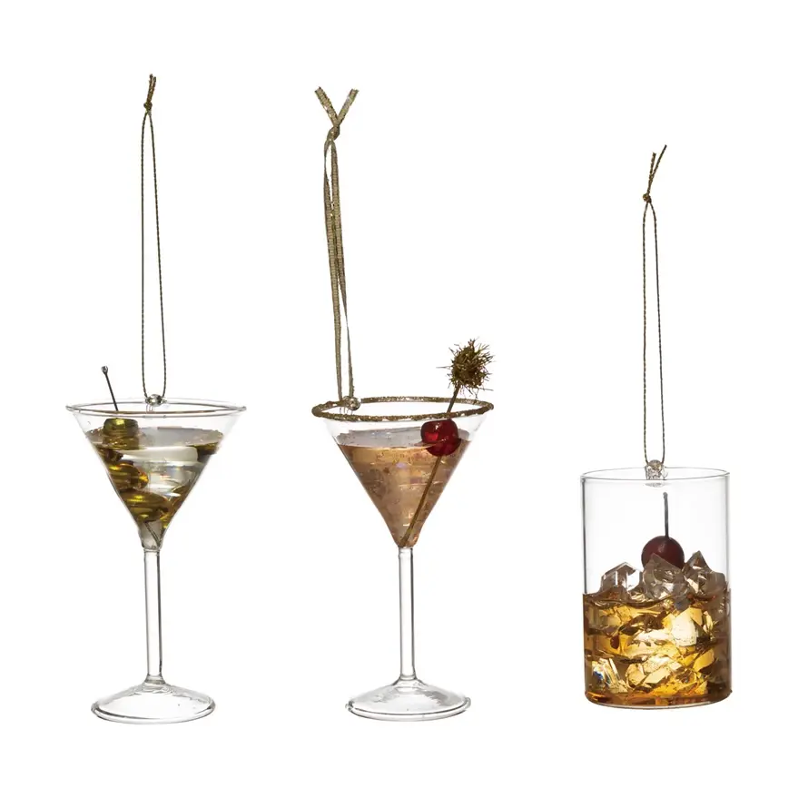 Creative Co-Op - CCO CCO OR - Cocktail Glass Ornament (Assorted Styles)