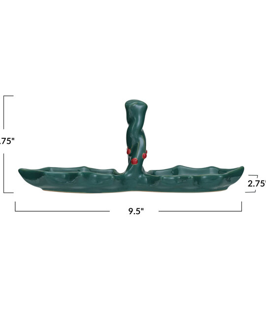 Creative Co-Op - CCO CCO HG - Holly Leaf Stoneware Two Sided Dish