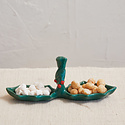 Creative Co-Op - CCO CCO HG - Holly Leaf Stoneware Two Sided Dish