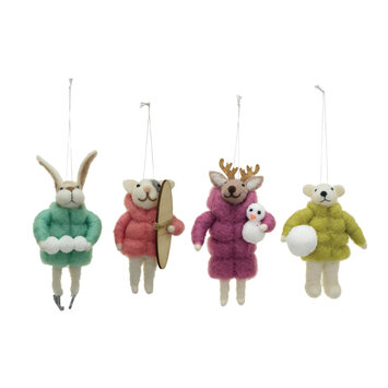 Creative Co-Op - CCO Felt Winter Puffer Coat Animal Ornament (Assorted Styles)
