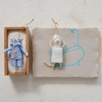 Creative Co-Op - CCO CCO OR - Felt Pajama or Towel Mouse Ornament (Assorted Styles)