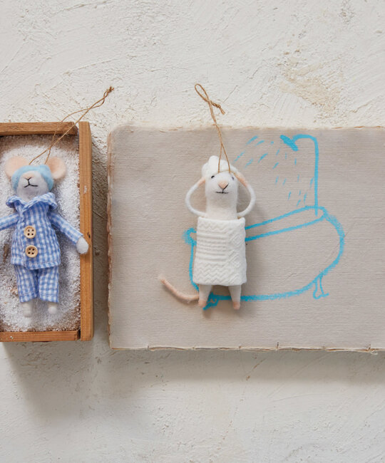 Creative Co-Op - CCO CCO OR - Felt Pajama or Towel Mouse Ornament (Assorted Styles)