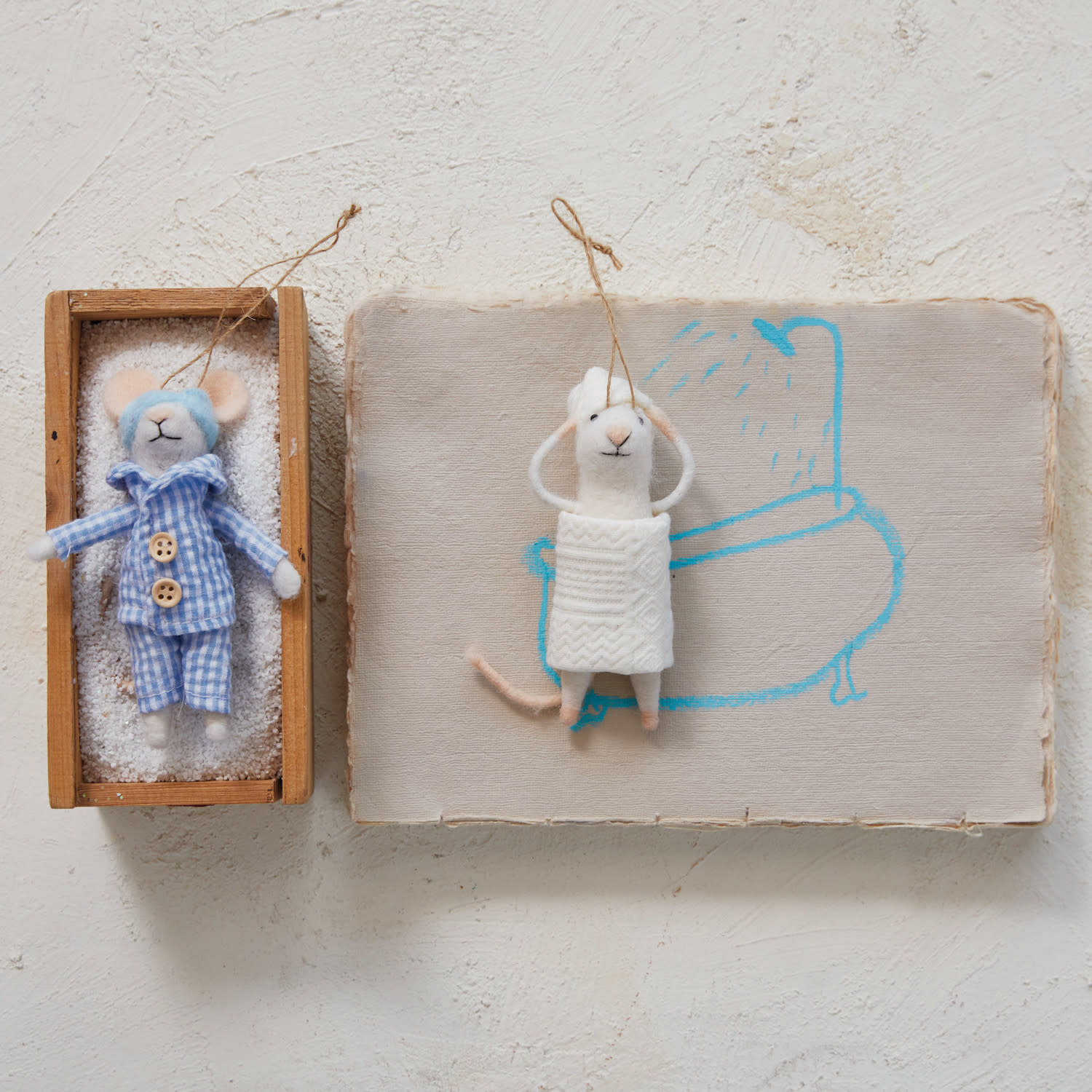 Creative Co-Op - CCO CCO OR - Felt Pajama or Towel Mouse Ornament (Assorted Styles)