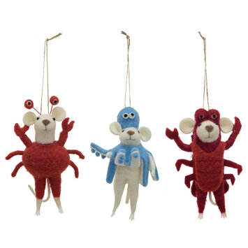 Creative Co-Op - CCO CCO OR - Felt Mouse in Sea Animal Costume (Assorted Styles)