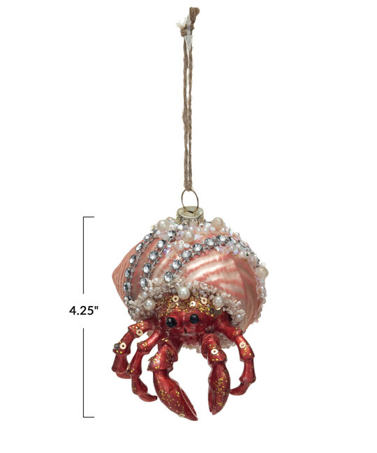 Creative Co-Op - CCO CCO OR - Embellished Glass Hermit Crab Ornament