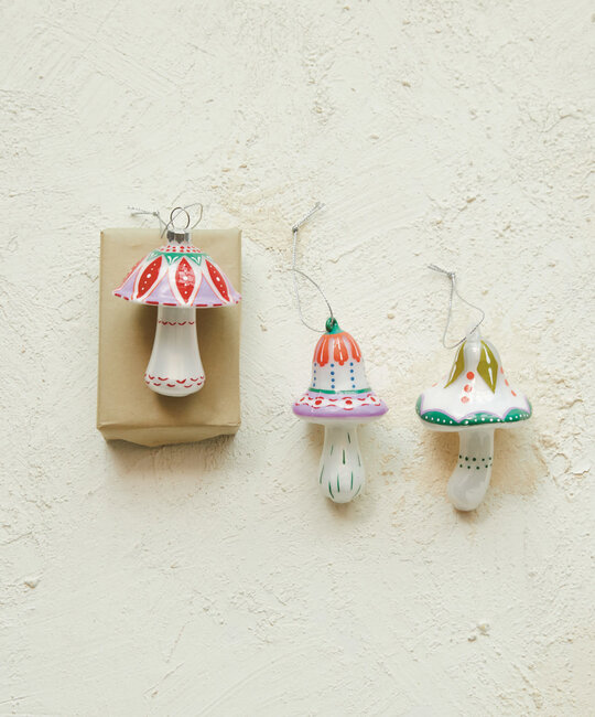 Creative Co-Op - CCO CCO OR - Hand-painted Glass Mushroom Ornament