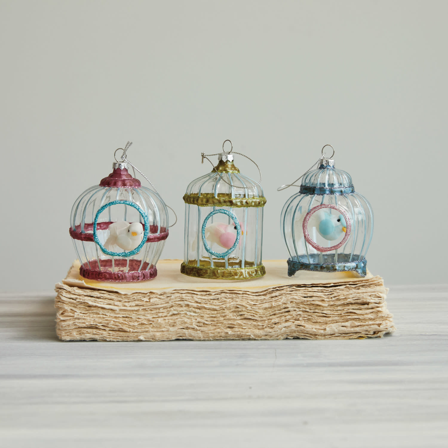 Creative Co-Op - CCO Glass Birdcage with Bird Ornament