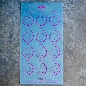 Margins Imprint - MAR MAR CAWA - 2025 Plantable Eclipse Blue Magenta Moonlight Moon Phase Calendar (unframed)