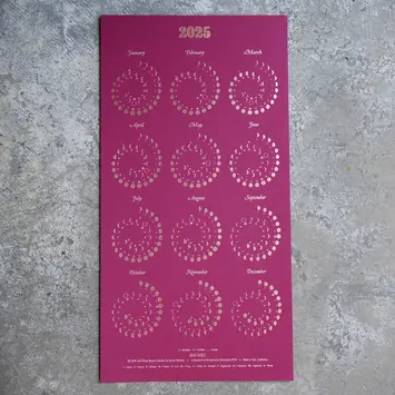Margins Imprint - MAR MAR CAWA - 2025 Magenta Moon Phase Calendar (unframed)
