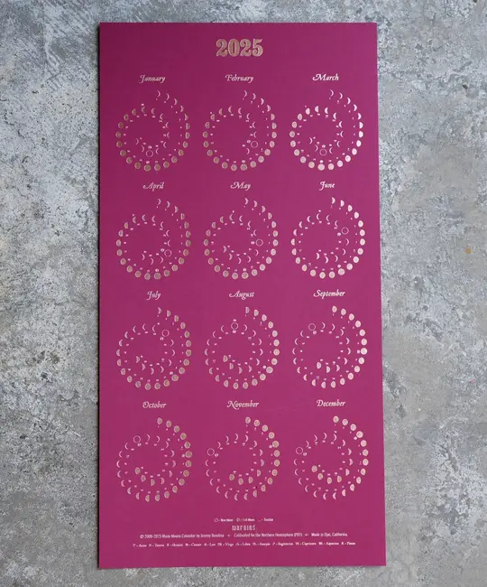 Margins Imprint - MAR MAR CAWA - 2025 Magenta Moon Phase Calendar (unframed)