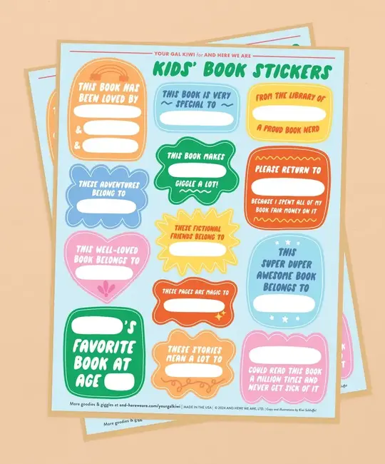 and Here We Are - AHW AHW ST - Kid's Book Plate Sticker Sheet