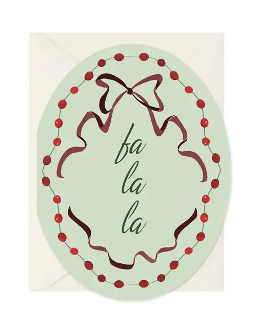Amy Heitman Illustration - AHI AHIGCHO0030 - Fa La La Oval Holiday Card