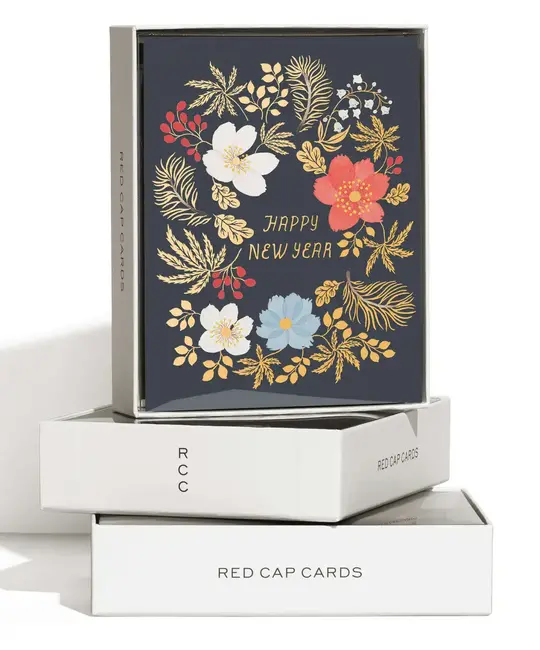 Red Cap Cards - RCC RCC NSHO - Wreath New Years Holiday Boxed Note Set