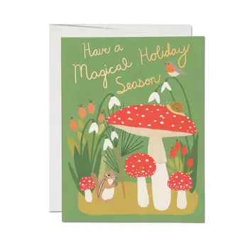 Red Cap Cards - RCC RCCGCHO0053 - Forest Critters Mushroom Holiday Card