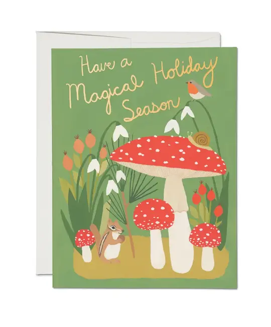 Red Cap Cards - RCC RCCGCHO0053 - Forest Critters Mushroom Holiday Card