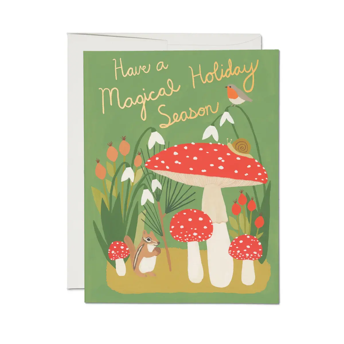Red Cap Cards - RCC RCCGCHO0053 - Forest Critters Mushroom Holiday Card