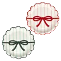 My Minds Eye - MME MME PS - Red/Pink Green/Mint Bow Striped 7" Scalloped Round Plate