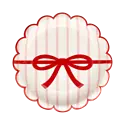 My Minds Eye - MME MME PS - Red/Pink Green/Mint Bow Striped 7" Scalloped Round Plate