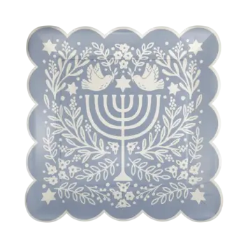 My Minds Eye - MME MME PS - Floral Menorah Scalloped Dinner Plate