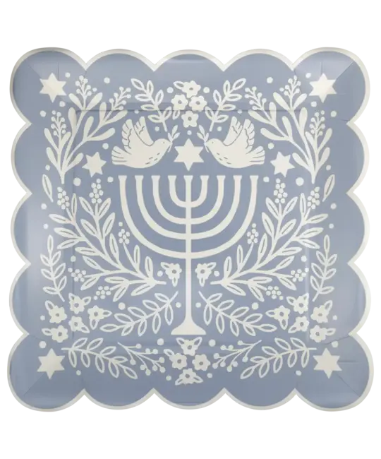 My Minds Eye - MME MME PS - Floral Menorah Scalloped Dinner Plate