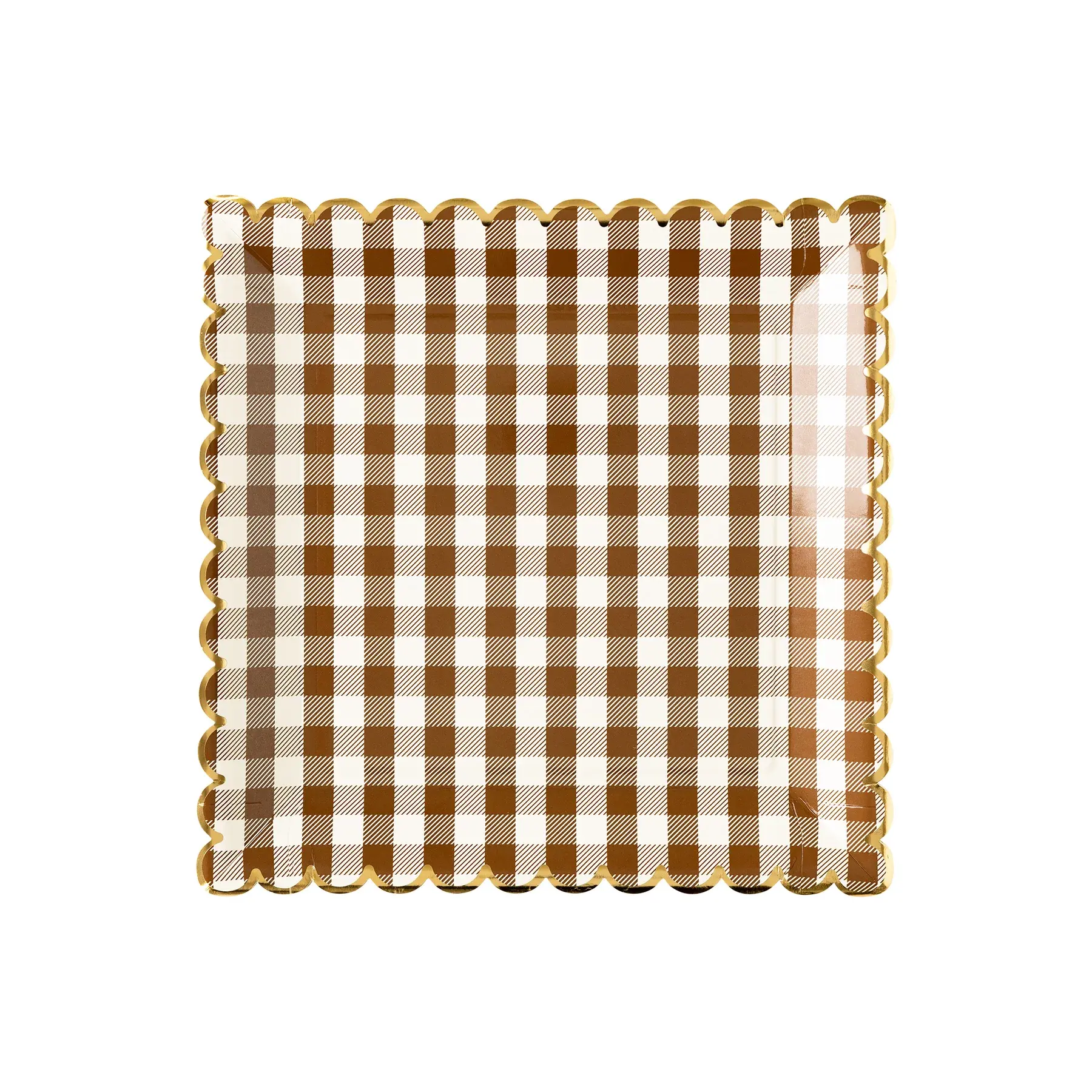 My Minds Eye - MME MME PS - Brown Gingham Scalloped Square Plates