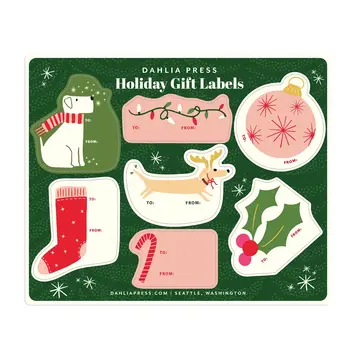 Dahlia Press - DAP DAP GTHO - Green with Dog Sticker Gift Labels (style 2)