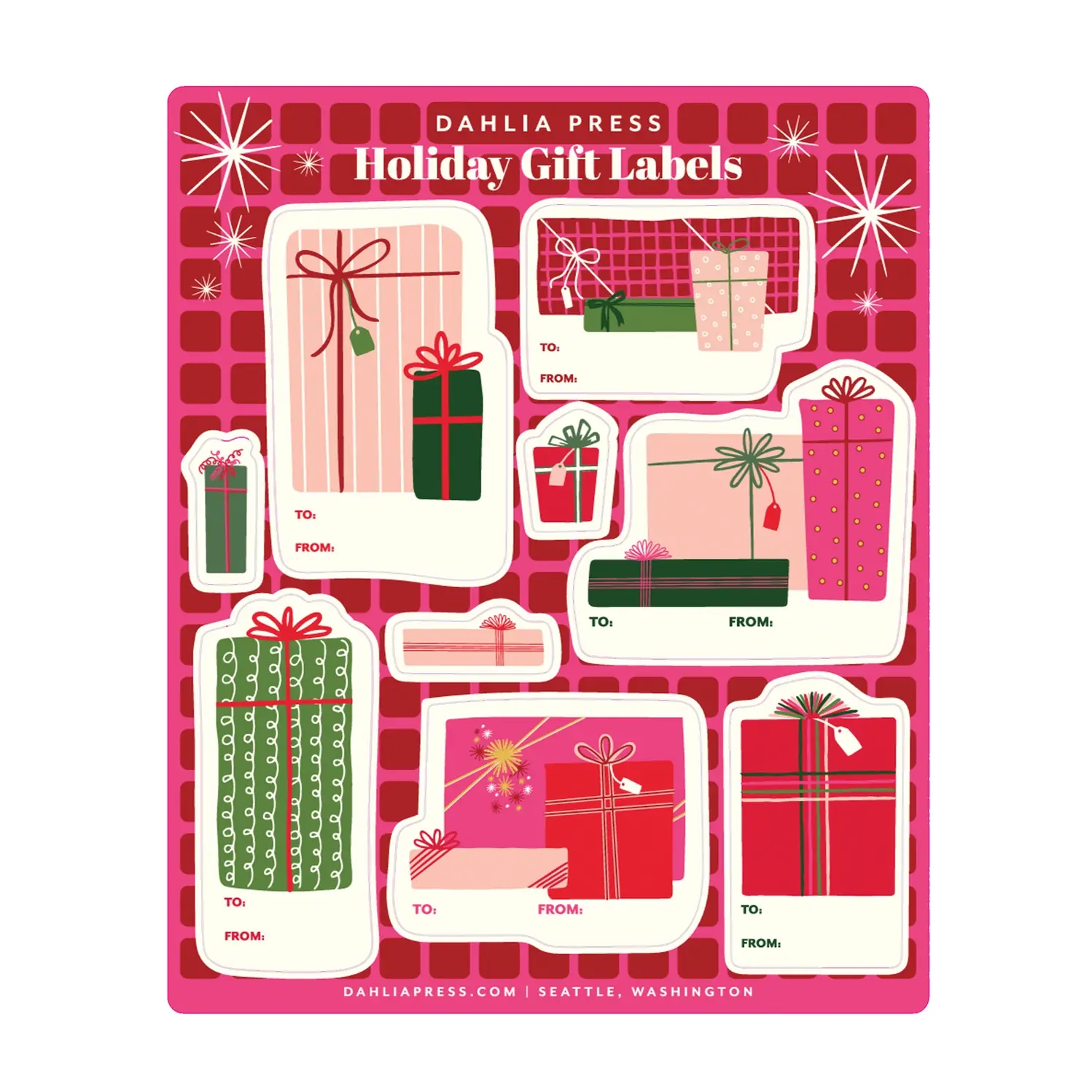 Dahlia Press - DAP DAP GTHO - Pink Presents Sticker Gift Labels (style 3)