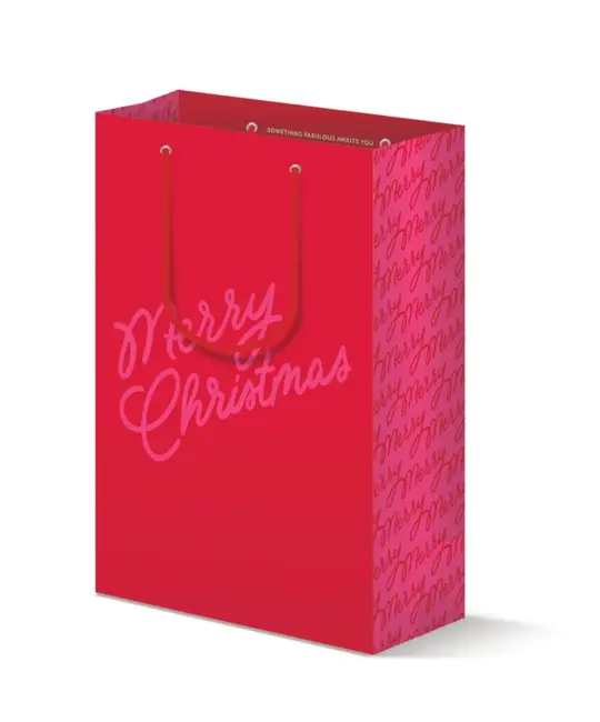 Dahlia Press - DAP DAP GBME- Merry Script Pink Medium Gift Bag