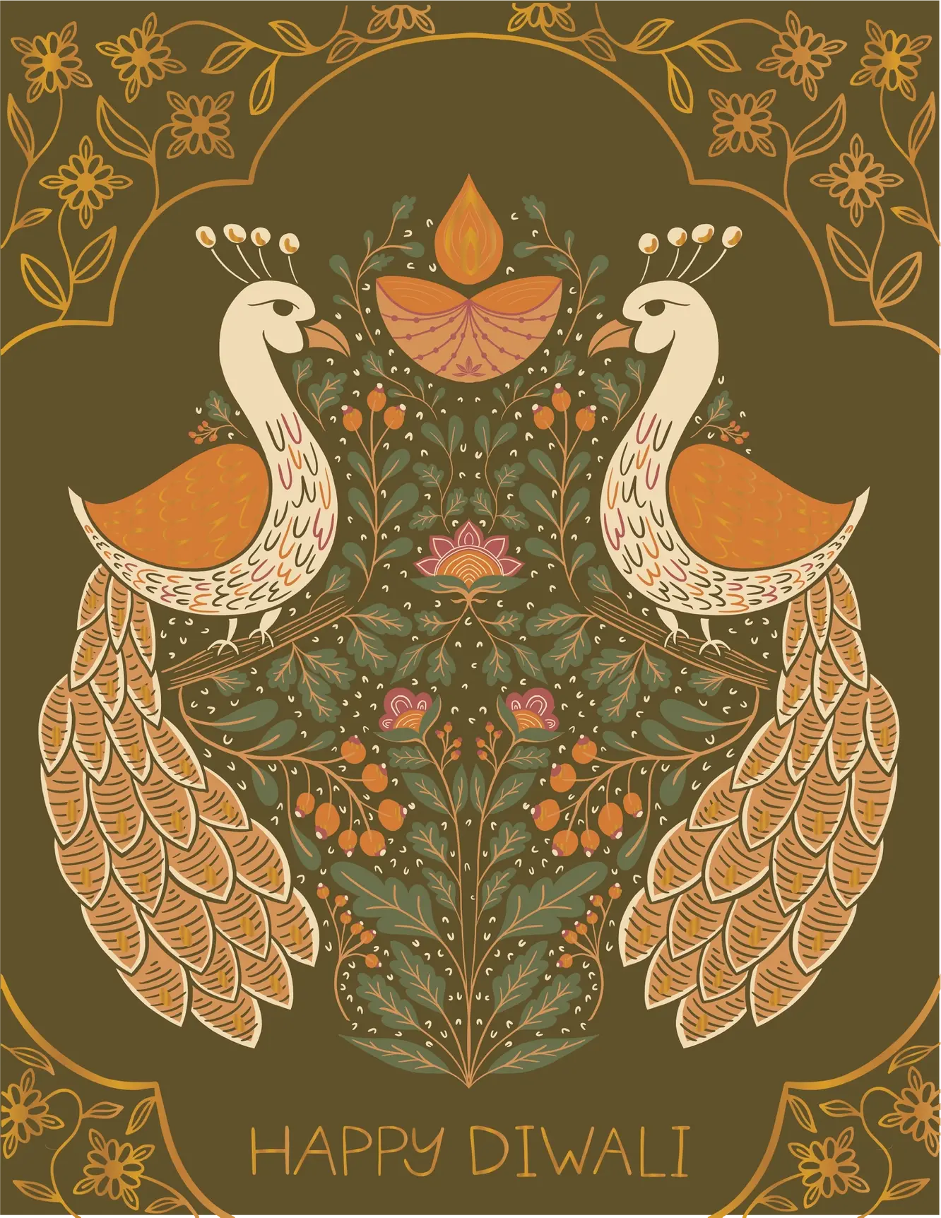 Amicreative - AM AMGCSE0001 - Birds Diwali Card