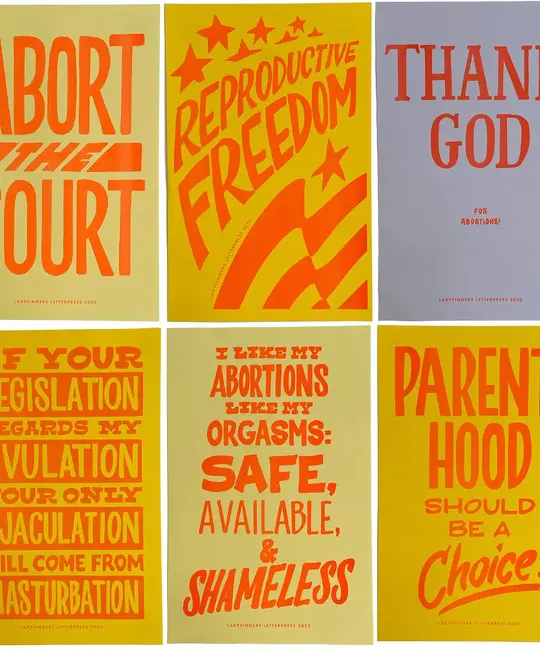 Ladyfingers Letterpress - LF LF PR - Reproductive Rights Protest Posters, Set of 6