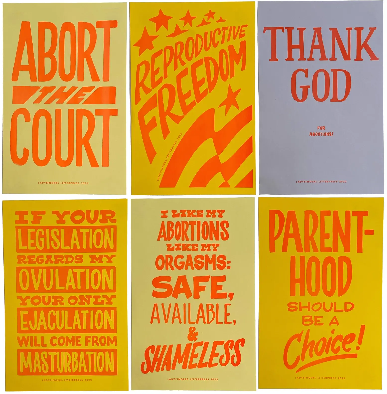 Ladyfingers Letterpress - LF LF PR - Reproductive Rights Protest Posters, Set of 6