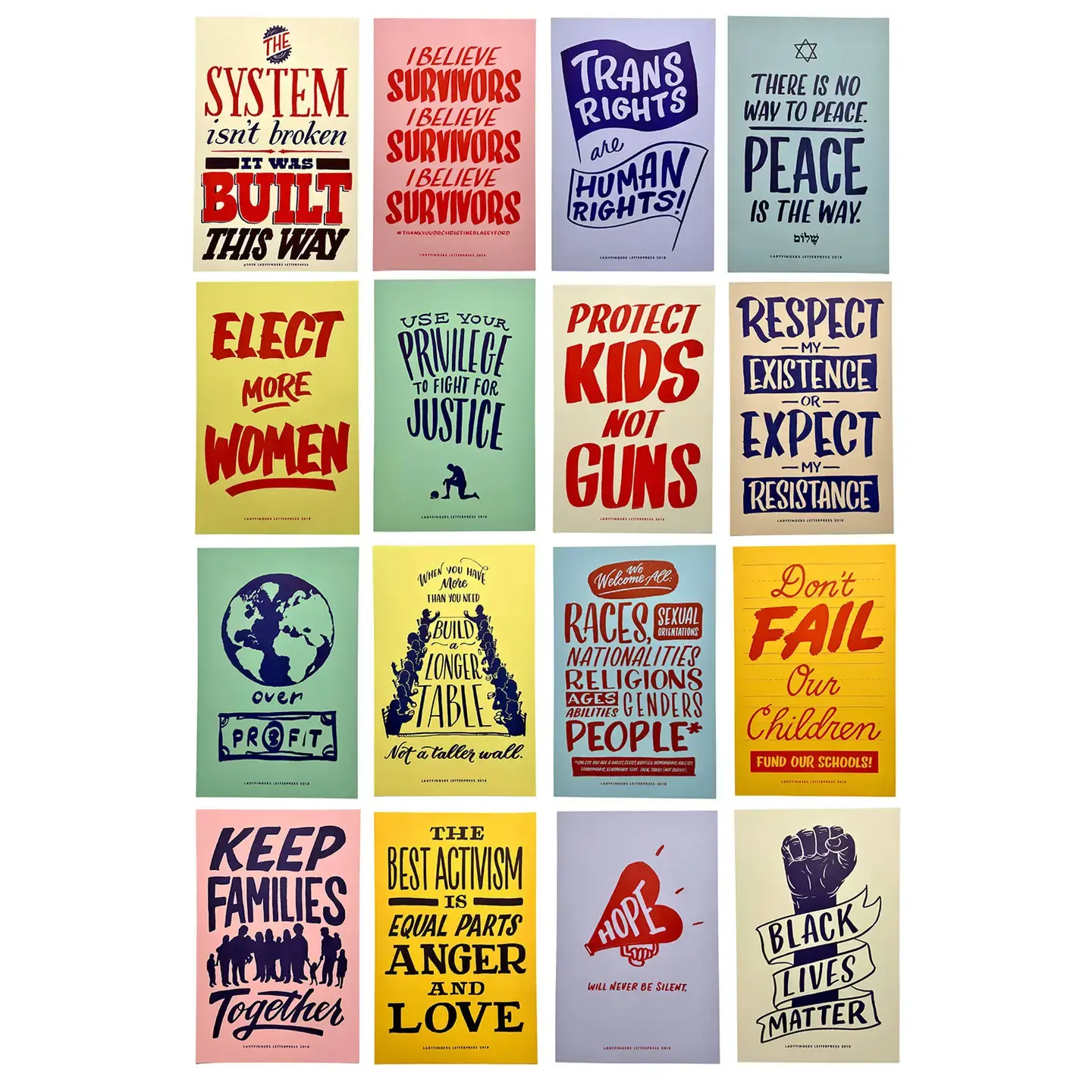 Ladyfingers Letterpress - LF LF PR - Protest Posters Part One, Set of 16