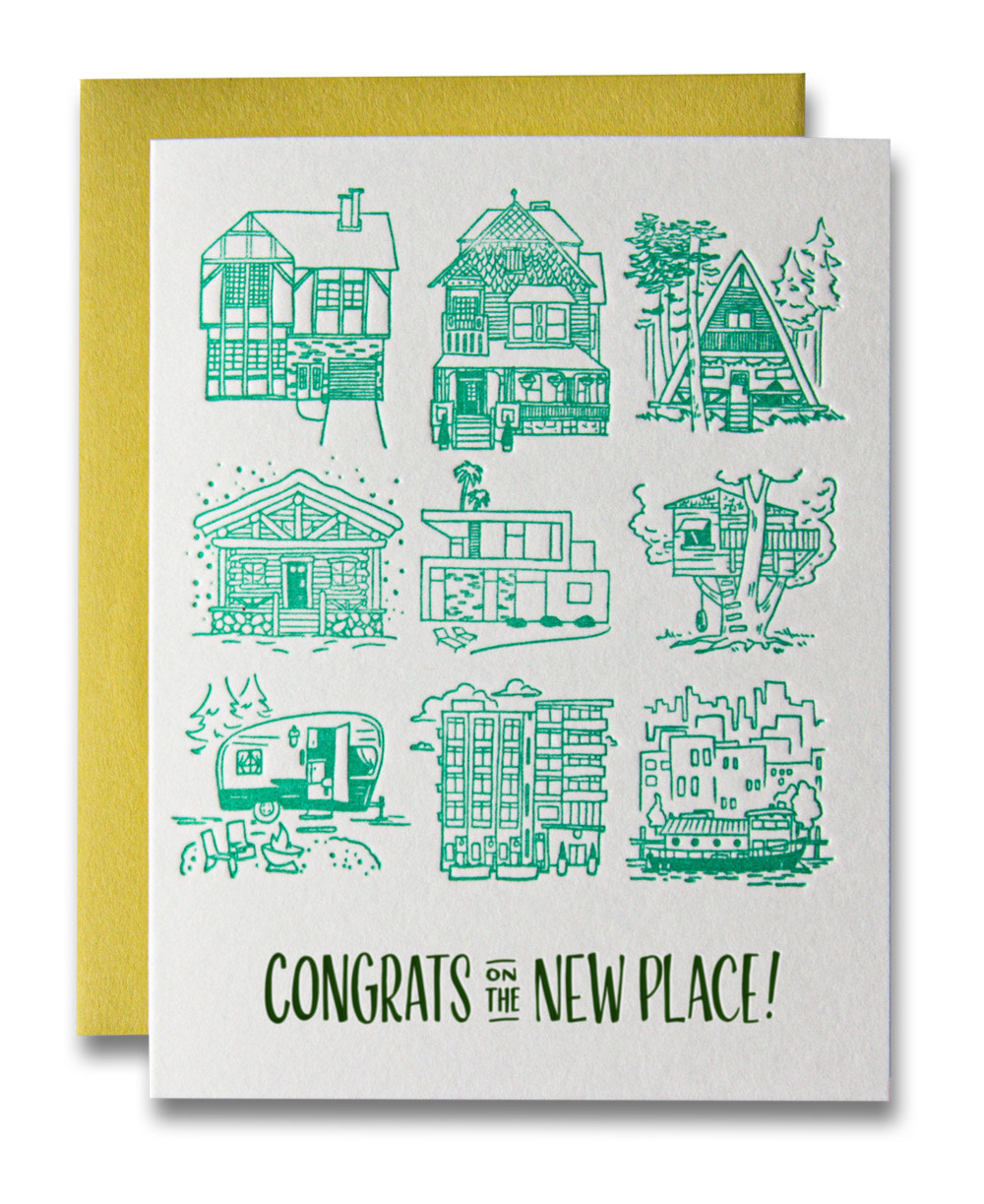 Ladyfingers Letterpress - LF LFGCNH0003 - Congrats On the New Place Home Illustrations Card