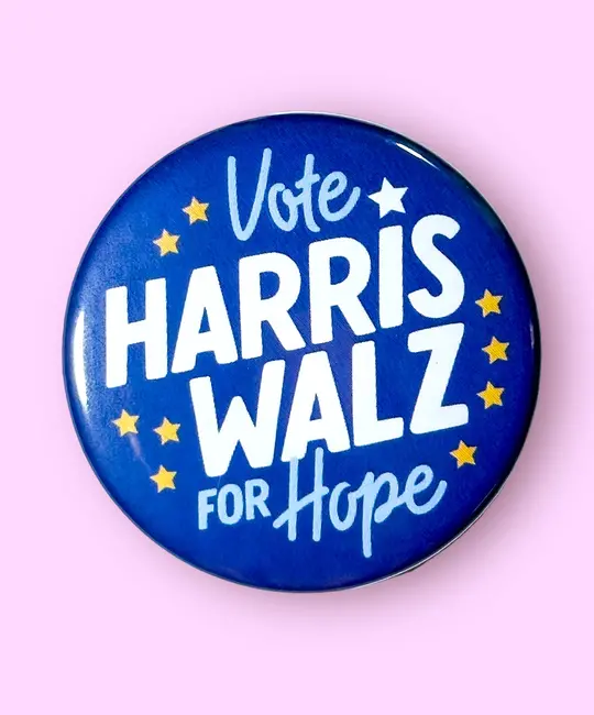 The Hissin Kitten - THK THK AC - Vote HARRIS/WALZ for Hope button pin