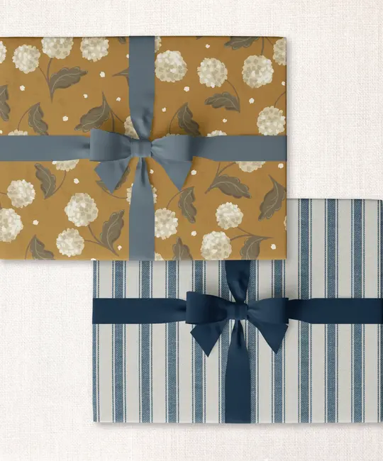 Urbanic Goods - URB URG WPRO - Hydrangea + Denim Ticking Double-Sided Wrap Roll of 3