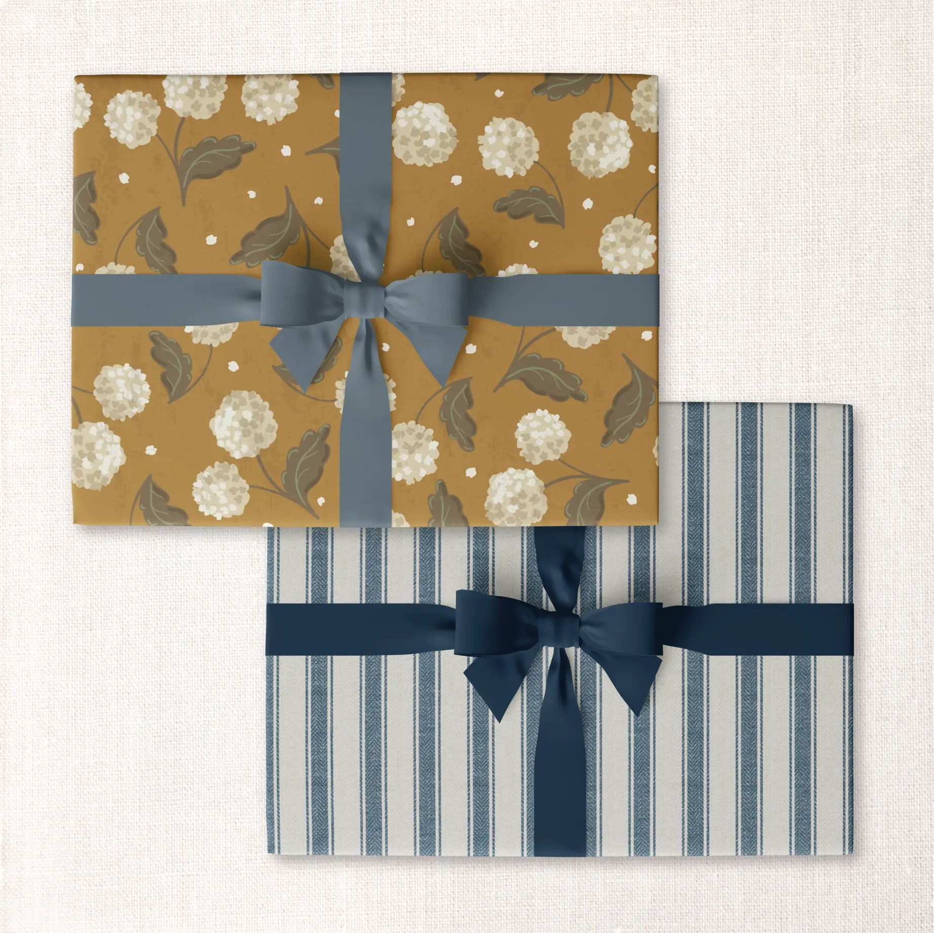 Urbanic Goods - URB URG WPRO - Hydrangea + Denim Ticking Double-Sided Wrap Roll of 3