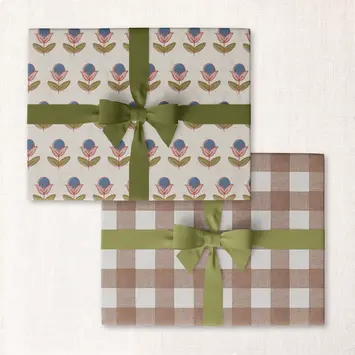 Urbanic Goods - URB URG WPRO - Block Blossom + Russet Gingham Double-Sided Wrap Roll of 3