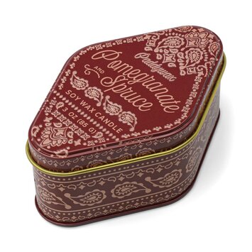 Paddywax - PA PA CASM - Pomegranate & Spruce Bandana Station Tin 3.5 oz Candle