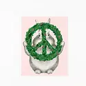 Dear Hancock - DH DHGCHO0047 - Bunny with Peace Shaped Wreath Holiday Card