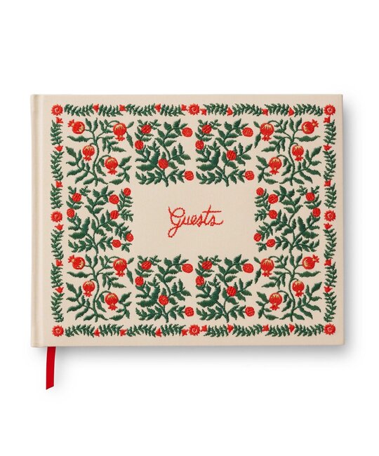 Rifle Paper Co - RP RP GB - Christmastide Pomegranate Holiday Embroidered Guest Book