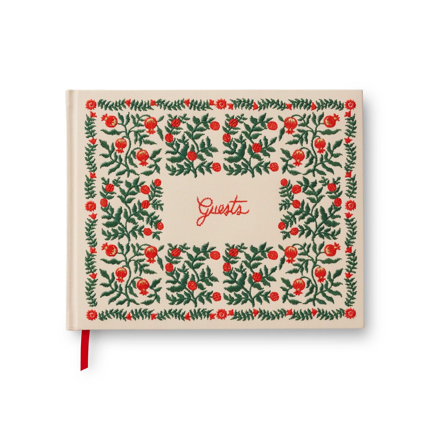 Rifle Paper Co - RP RP GB - Christmastide Pomegranate Holiday Embroidered Guest Book